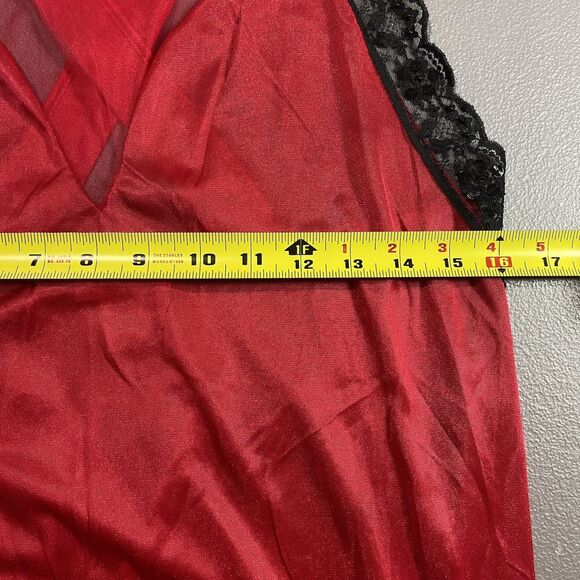 Adonna Vintage Nightgown Lace Sequins Sleeveless Mesh V Neck Womens M Red Black - Picture 7 of 12